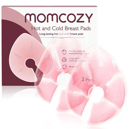 Momcozy Larger Breast Therapy Packs,Hot and Cold Breast Pads with 2 Soft Covers, Breastfeeding Essentials for Relieve Clogged Ducts,Nipple Pain,2 Pack