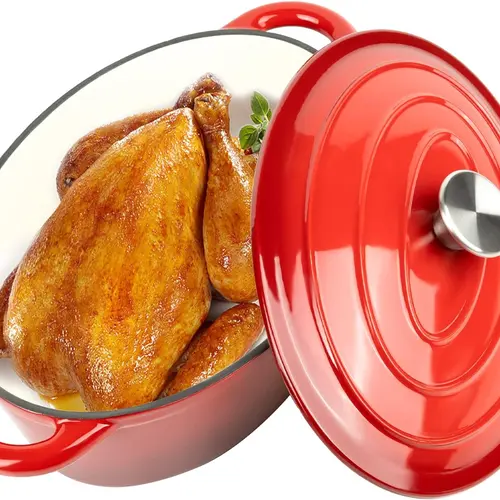 Kerilyn 4.5 QT Enameled Oval Dutch Oven Pot with Lid and Dual Handles, Cast Iron Dutch Oven for Cooking, Bread Baking, Non-stick Enamel Coated Cookware