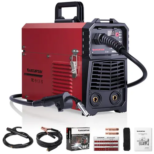 ARCCAPTAIN MIG130 3-in-1 Portable Gasless Flux Core Multiprocess Welder - 110V Input Synergic MIG/Lift TIG/Stick Welding Machine with Synergy IGBT Inverter, Manual Wire Speed Control for Home DIY & Automotive Tasks