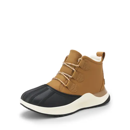 Dream Pairs Women's Waterproof Vegan Leather Lace-Up Winter Sneaker-Booties, Warm Faux-Fur Lining, Anti-Slip EVA Sole, Adjustable Lace Fit, Shark-Tooth Grip, Felt Upper, Mesh Insole, Street-Style Design for Outdoor Use