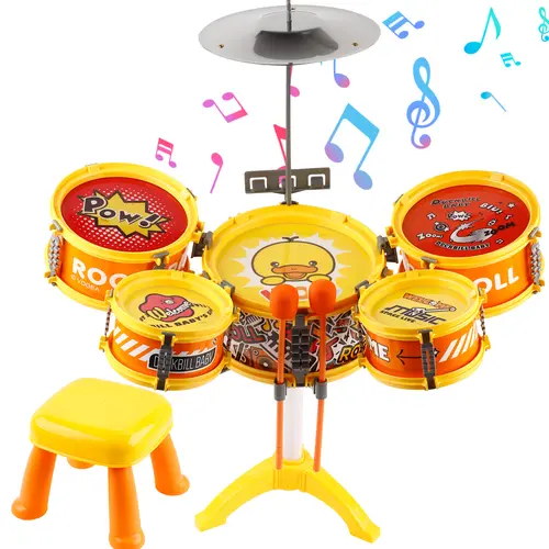 Toddler Drum Set with Chair - Mini Drum Toys with Stickers & Drumsticks for Kids 1-3 Years, Musical Learning & Gift for Boys & Girls Drum Kit