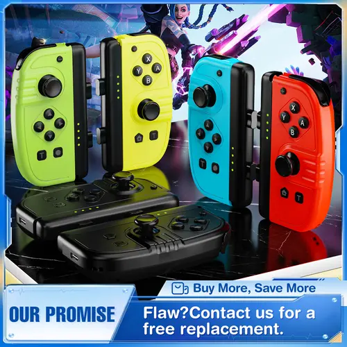 Wireless Rechargeable Portable Joypad Controller for Nintendo Switch - Console Accessory with Dual Joystick, Turbo, Wake-Up, Screenshot, Motion Control - Compatible with Ring Fit Adventure, TikTokShopStockUp