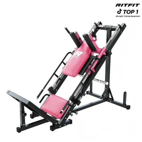 RITFIT Pink Leg Press-Hack Squat Machine, Steel Strength Training Equipment with Linear Bearings, Adjustable Footplates, Cushioning Pad Design & Optimal Ergonomic Alignment for Home Gym Fitness Enthusiasts, Multifunctional Home Gym