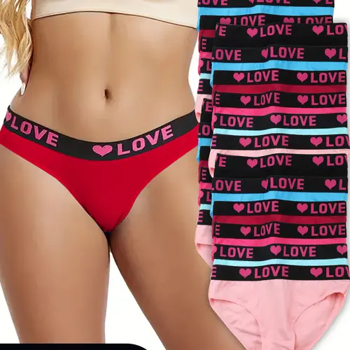 24pcs Sexy Seamless Color Block Briefs - Ultra Comfy, Breathable, Stretchy, and Soft Intimates Panties for Women - Lingerie & Underwear with Letter Print Design Pink