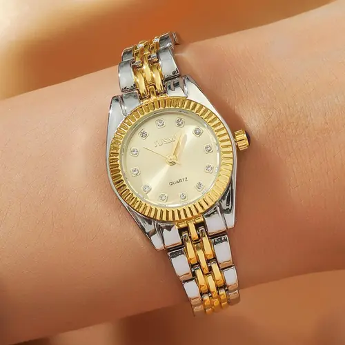 Women's Rhinestone Decorated Quartz Watch, Fashionable Watches, Fashion Round Dial Analog Watch for Women & Girls, All-match Watch for Birthday Gift
