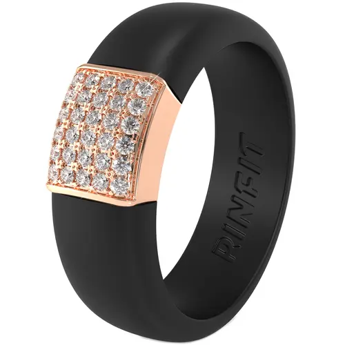 RINFIT Female Elegant Fashion Ring - Women's Silicone Ring with Metal Accents, Cubic Zirconia Stones, Modern Design, Multi-Size Options