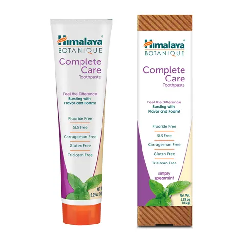 Himalaya Botanique Complete Care Toothpaste, Simply Spearmint, Fluoride Free Plaque Reducer for Brighter Teeth and Fresh Breath, 5.29 oz