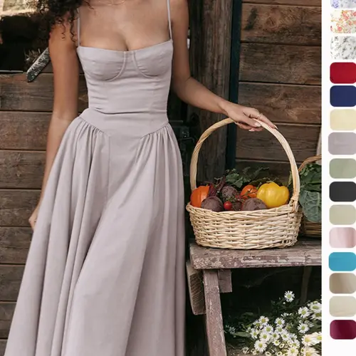 【Recommended to choose a larger size】Women's Plain Backless Zipper Back  Spaghetti Strap Cami Dress, Elegant Adjustable Strap  Midi Dress for Party Holiday Wedding Guest, Ladies Summer Clothes