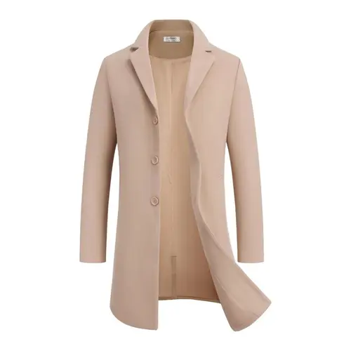 COOFANDY Fall Outfits Mens Wool Blend Coat Winter Trench Coats Notched Lapel Collar Single Breasted Overcoat Classic Peacoat With Pockets Menswear Casual