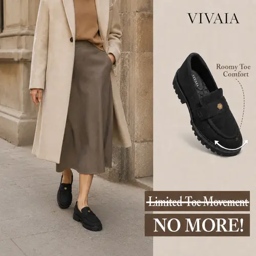 Recommend Size down ½| VIVAIA Round-Toe Platform Chunky Loafers, Height Boosting,Stable Block Heel,Herbal Arch Support Breathable Knit,Blister-Free Heel Padding ,Lightweight Preppy Style / Office Chic / Date Night (Francesca)
