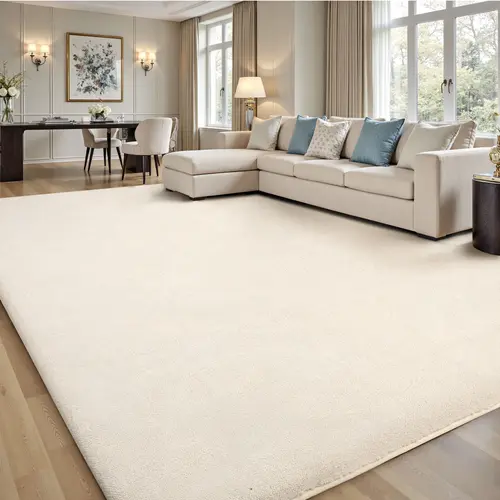 FAMVAL Large Modern Shaggy Chenille Wool Fluffy Area Rug - Soft Non-Slip 1-Piece Lowshed Wrinkle Resistant Indoor Carpet, Aesthetic House Decor for Living Room, Bedroom, Back to School