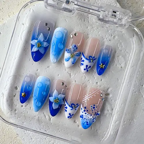 NailPhoria BLUBERRY ACAI - Handmade Press-On Nails | Reusable, Salon-Quality, Long-Lasting, Glossy Design Soft Gel Acrylic