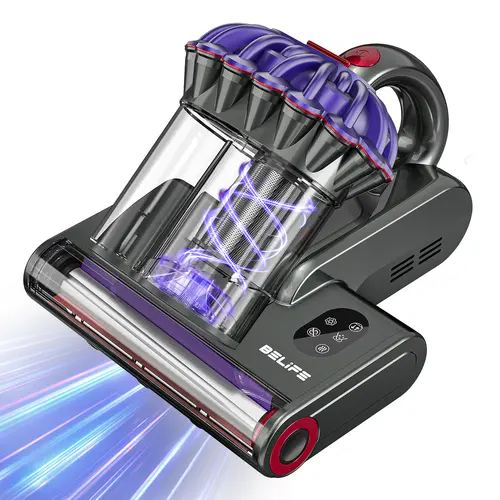 Belife M8 Mattress Vacuum Cleaner – Corded Deep Cleaning Machine with UV Sanitizing, High Heating, 550W 18Kpa Powerful Suction Double-Cup, Anti-Allergen HEPA Filter Dirt Removal Vacuum for Home Dust, Pet Hair (High Efficiency, Disinfecting 3-in-1 System),