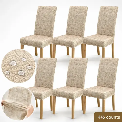 Chair Cover Set, 4/6 Counts Removable Washable Chair Slipcover, Dustproof Chair Protector for Home Living Room Hotel Dining Room, Chair Covers Set