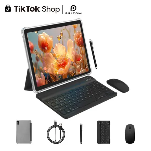 [SohoChic] PRITOM New Arrivals Android Tablet 10 Inch 16G(4+12) RAM 64GB Storage Full Bundle with Keyboard Mouse Case and Stylus Perfect Gift DealsForYouDays Back To School