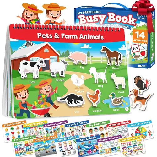Momo & Nashi Busy Book for Toddlers Early Education Gifts - [Back to school shopping] - Montessori Preschool Learning Activities Homeschool Gifts