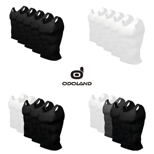 Odoland Sports mens 5 Pack Body Shaper  Tummy Vest Thermal  Shirt Tank Top Shapewear