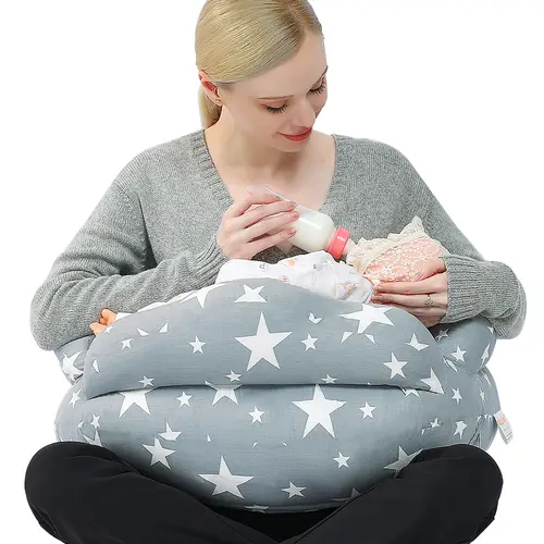 Chilling Home Maternity Nursing Pillow - Cute Pillow Shape, Adjustable Strap, Removable Cover, Newborn Mom Essentials for Breastfeeding & Bottle Feeding, Baby Showers Support Item, Safety Fence