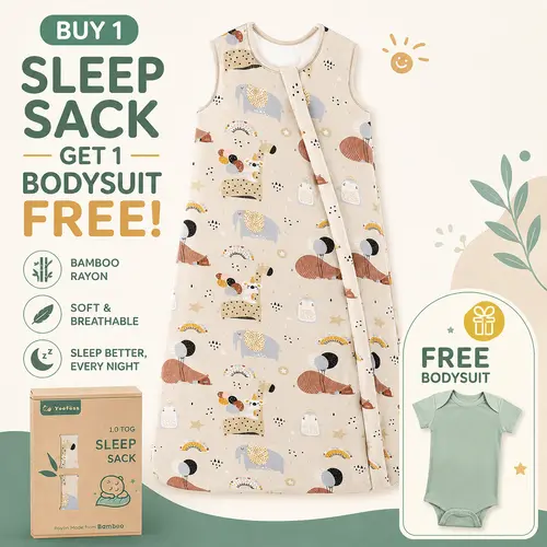 Yoofoss Unisex Bamboo Rayon Baby Sleep Sack - Cotton Quilted Wearable Blanket with 2-Way Zip, Supersoft TOG 1.0 for Every Night, Simple Colors Newborn/Toddler Sleeping Bag, Mother's Day Gift, Rayon Made From Bamboo