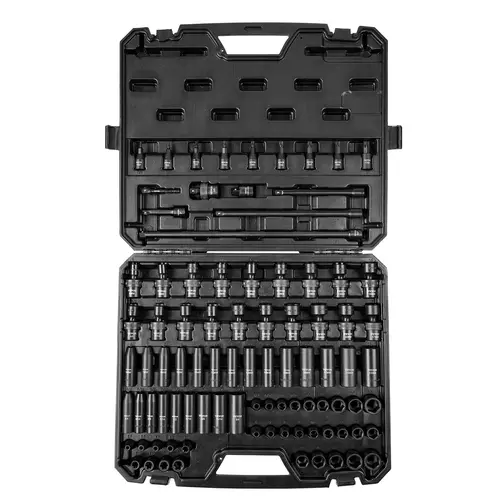 VEVOR 3/8" Drive Impact Socket Set, Summervibes, 90 Piece SAE 1/4"-3/4" and Metric 6-19mm Socket Set, 6 Point Cr-Mo Alloy Steel for Auto Repair, Includes Extension Bars Universal Joint Adapter Lock Storage Case, High Torque Tool, Industrial Tools, Tool Bo