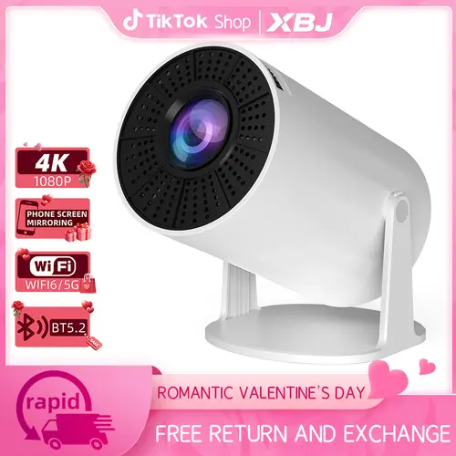 XBJ Diamond Projector - 24/5G WiFi, 360-Degree HD LED, 4K Decoding, Built-in Audio Speaker, Bluetooth, for Home Cinema, Bedroom, Outdoor Use, Game Viewing, Gifts for Him Holiday Present