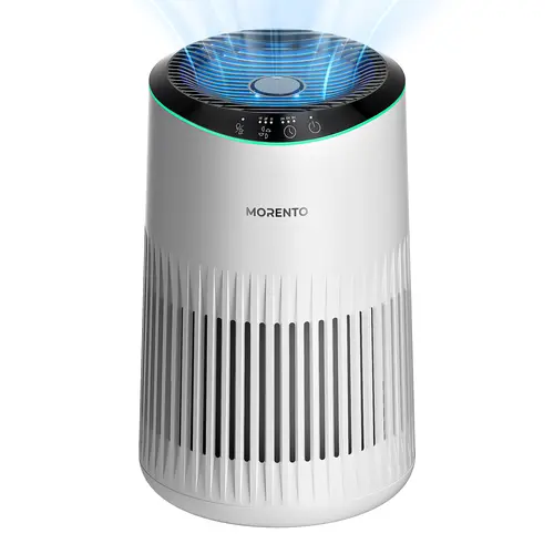 MORENTO MR2566 True HEPA Air Purifier - Portable Multifunctional Air Cleaner with Fragrance Machine, Adjustable Blue Nightlight, Sleep Mode, Allergy Relief for Bedroom Home (Smoke, Pet Dander Odors) for Friends & Family