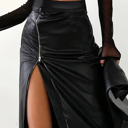 Women's Solid Zipper Back Bodycon Skirt, Elegant Fashion Casual High Waist Midi Skirt for Daily Outdoor Wear, Women's Skirt for Spring Fall, Womenswear