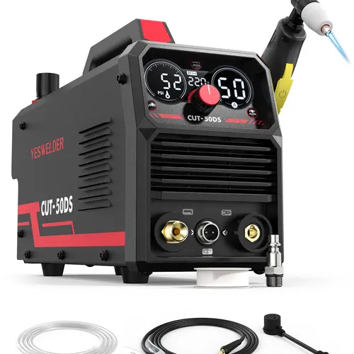 YESWELDER CUT-50DS 50Amp 110/220V Digital Display Plasma Cutter Full Kit with Adjustable Output, 2T/4T Function, 16/25" Max Cut - Tools and Gadgets, Work Tools for Construction