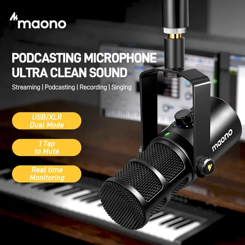 MAONO USB-XLR Wired Dynamic Podcasting Microphone - Metal Digital Audio Mic with Volume Control, Noise Reduction, Mobile Compatibility, Portable, Manufacturer Warranty for PC, Smartphone, Android, Ideal for Content Creators, Manufacturer Warrenty