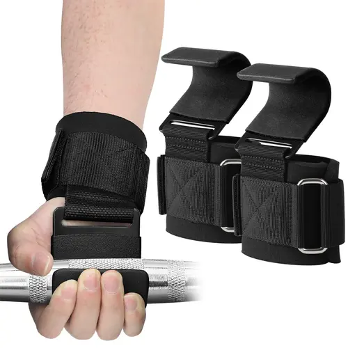 Weight-Lifting Hooks, 1 Pair 5mm Thick Wrist Padding, Weight Lifting Grips for Powerlifting, Shrugs & Rows, Gym Lifting Straps with Pull-Up Hooks, Gym Accessories, Fitness Accessories, Workout Accessories