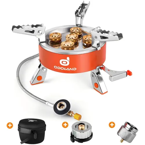 Odoland 9000W Portable Camping Stove Lightweight Camp Stove Collapsible Backpacking Stove with EVA Box for Outdoor Camping Cooking Hiking and Picnic Emergency