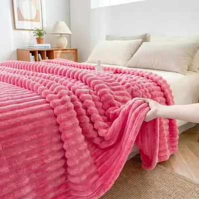 Suitable For AC NTBAY Striped Flannel Fleece Blanket Ultra Soft Cozy Lightweight Fluffy Warm Reversible Stripes Design for Bed, Couch, Travel, Camping, All Seasons