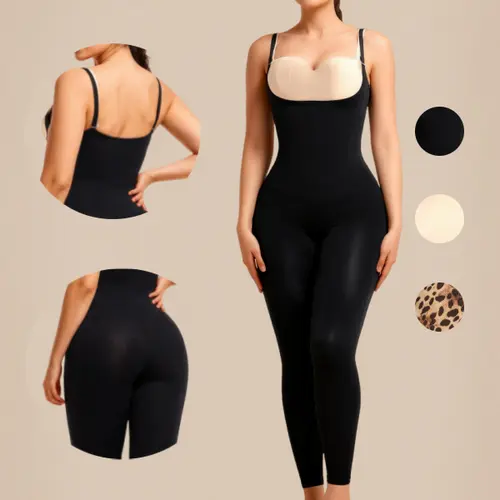 ChicCurve Seamless Body Legging Fresh & Light with Mid High Compression Sheer Shapewear Bodysuit for All Seasons Adjustable Straps Breathable Mesh Fabric