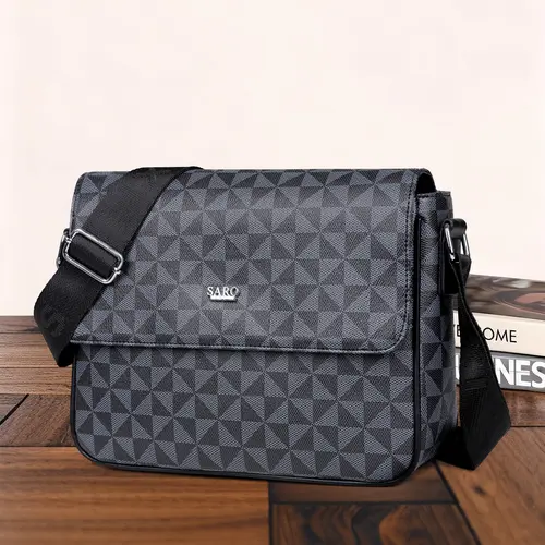 Men's Fashionable All Over Print Zipper Tote Bag, Large Capacity for Daily Used, Multifunctional Bag, Casual Trendy Versatile High-quality Daily Commuting Bag