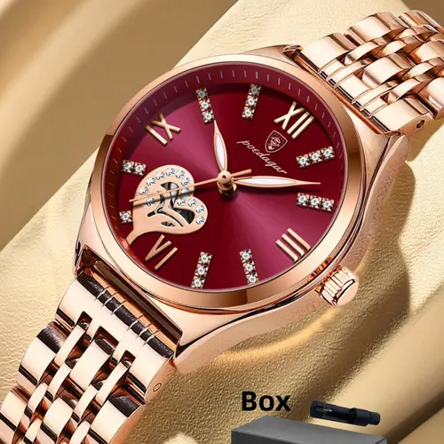 Women's Rhinestone Decorated Heart Design Quartz Watch, Rhinestone Embellished Watch, Waterproof Luminous Analog Watch for Women & Girls, All-match Watch for Birthday Gift without Box, Rhinestone Watches