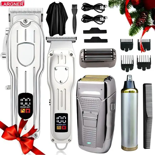 4 in 1 Hair Cutting Kit, 1 Set Professional Hair Clippers & Shaver with Digital Display, Cordless Beard Trimming Tool for Men, Rechargeable Hair Grooming Set, Multifunctional Hair Trimmer, Cordless Trimmers Set
