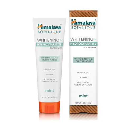 Himalaya Whitening+ Hydroxyapatite Mint Toothpaste- Nano Hydroxyapatite to Support Remineralization & Restore Enamel, Vegan, SLS Free, Oral Care, 4oz