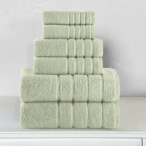 Elegant Comfort 6-Piece Turkish Cotton Towel Set – 4-Line Design, Ultra Soft & Absorbent 2 Bath Towels, 2 Hand Towels & 2 Washcloths
