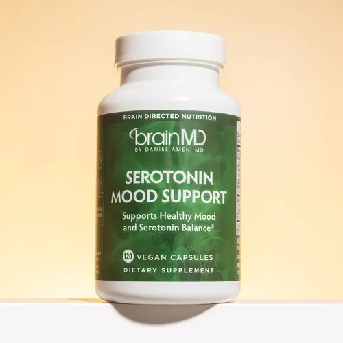 Serotonin Mood Support | BrainMD | 120 Capsules | Mood & Emotional Balance Support | Calm Focus & Healthy Appetite Support | Satiereal Saffron Extract with 5-HTP