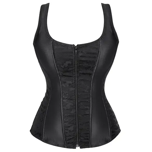 Women's Boned Lace-Up Overbust Corset Strap Bustier Shapewear - Gothic Steampunk Halloween Outfit, 2-Piece Top Skirt Set for Wedding, Party, Burlesque, Chinese New Year, Basic Matching Wear 2928-D1