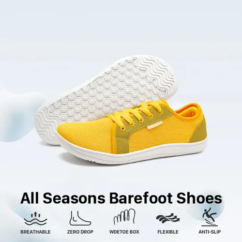 HOBIBEAR Men's & Women's Barefoot Hiking Shoes - Breathable Minimalist Knit Fabric Trainers, Wide Toe Box, 0-Drop Rubber Sole, Laces for Trail Running, Workouts, Breathable Outdoor Shoes
