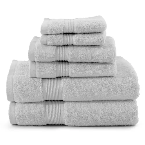 Lux Decor 6 Pack Bath Towel Set - 100% Cotton, Zero Twist Weave, Soft & Absorbent -  2 Bath Towels, 2 Hand Towels, 2 Washcloths, Bathroom Towel Set, Cotton Bath Towels, Box Set Bath Towels, 6-Piece Set Bath Towels