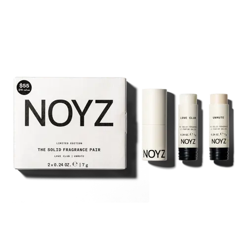 NOYZ Solid Fragrance Set - 2 Scents (Amber Vanilla, Floral), 7g Refillable Unisex Fragrance with Cinnamon Scent & Aromatic Woody Fragrance for Long-Lasting Aroma, On-the-Go Use
