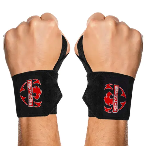 FIGHTSENSE 18” Premium Wrist Wraps for Weightlifting – Heavy Duty Thumb Loop Straps for Powerlifting, Strength Training, Bodybuilding, & Wrist Support