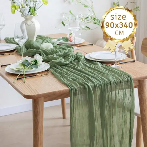 6-Pack Rectangle Cheesecloth Table Runners (35x133 in) with Hem Elegance, Soft Breathable Long-Lasting Table Linens for Vintage Rustic Wedding, Valentine's Day Home Boho Decor, Multiple Uses