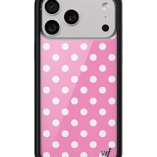 Wildflower Limited Edition Pink Polka Dot Polyurethane Rubber Casing - Durable, Dainty, Trendy, Classic Custom iPhone Case with Protection, Raised Bumper, Shockproof Cute Accessories for Smartphones (Cute Girly Gifts)