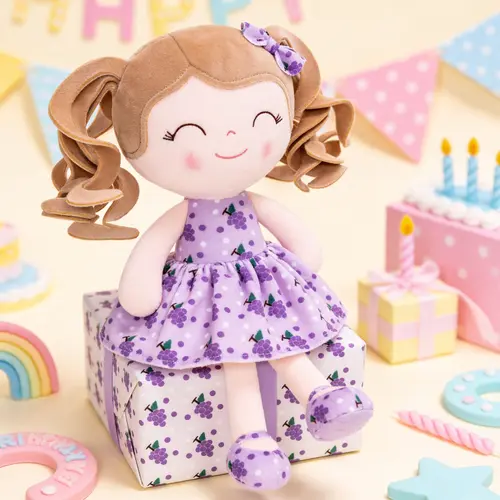Gloveleya Plush Baby Dolls - Strawberry Grape Fruit Themed, Lightweight Versatile Gift, Charming Companion Plushies for Toddler Girl Stuff, 0-6 Years 1st Birthday Room Decor Cute Soft Dolls, Lightweight Design