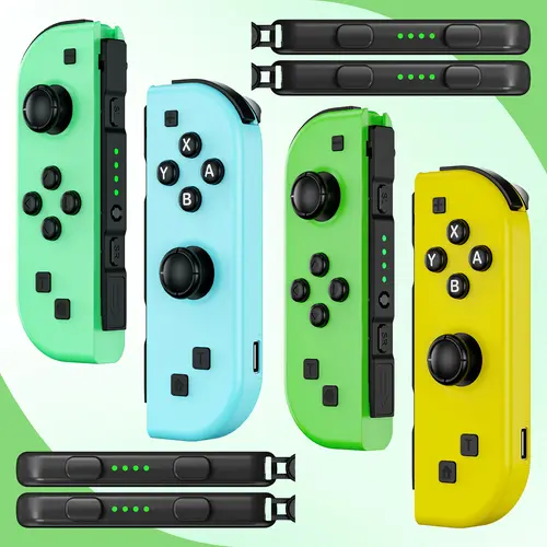 Wireless L/R Gaming Controllers for Nintendo Switch, Upgraded Dual Ergonomic Console Accessory with Vibration Motion Bluetooth, Portable for Family Video Games (Green/Yellow), Gaming Controller, Upgraded Dual Controllers