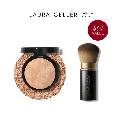 Laura Geller Baked Balance-n-Glow Essentials Kit (2 PC) - Satin Finish, Powder Foundation and Brush