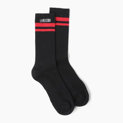 Jeffree Star Black Socks - Mid-Calf Socks with Embroidered Logo & Stripes